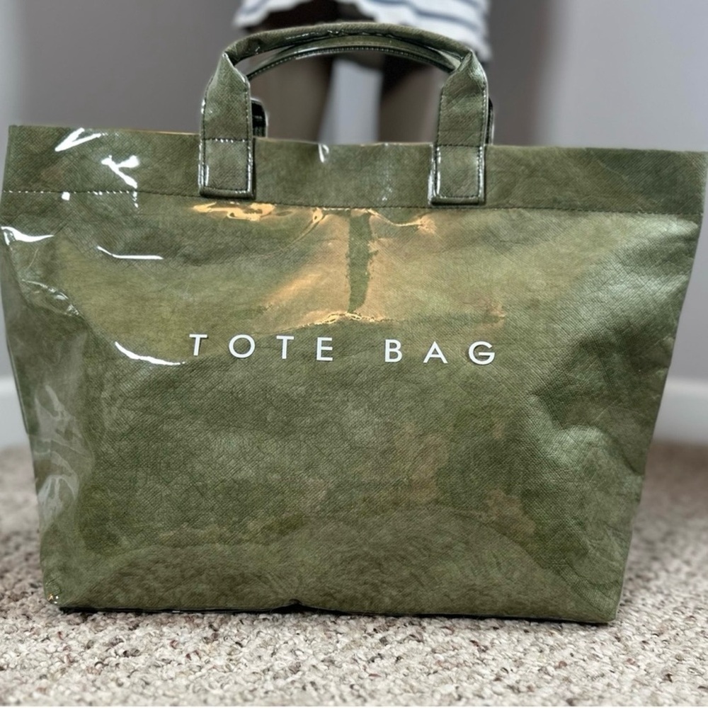 Reusable Waterproof Green Grocery Tote Bag - Picture 2 of 5